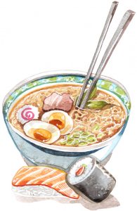 Ramen and Sushi illustration - Cocoskies | Illustration, design & travel blog